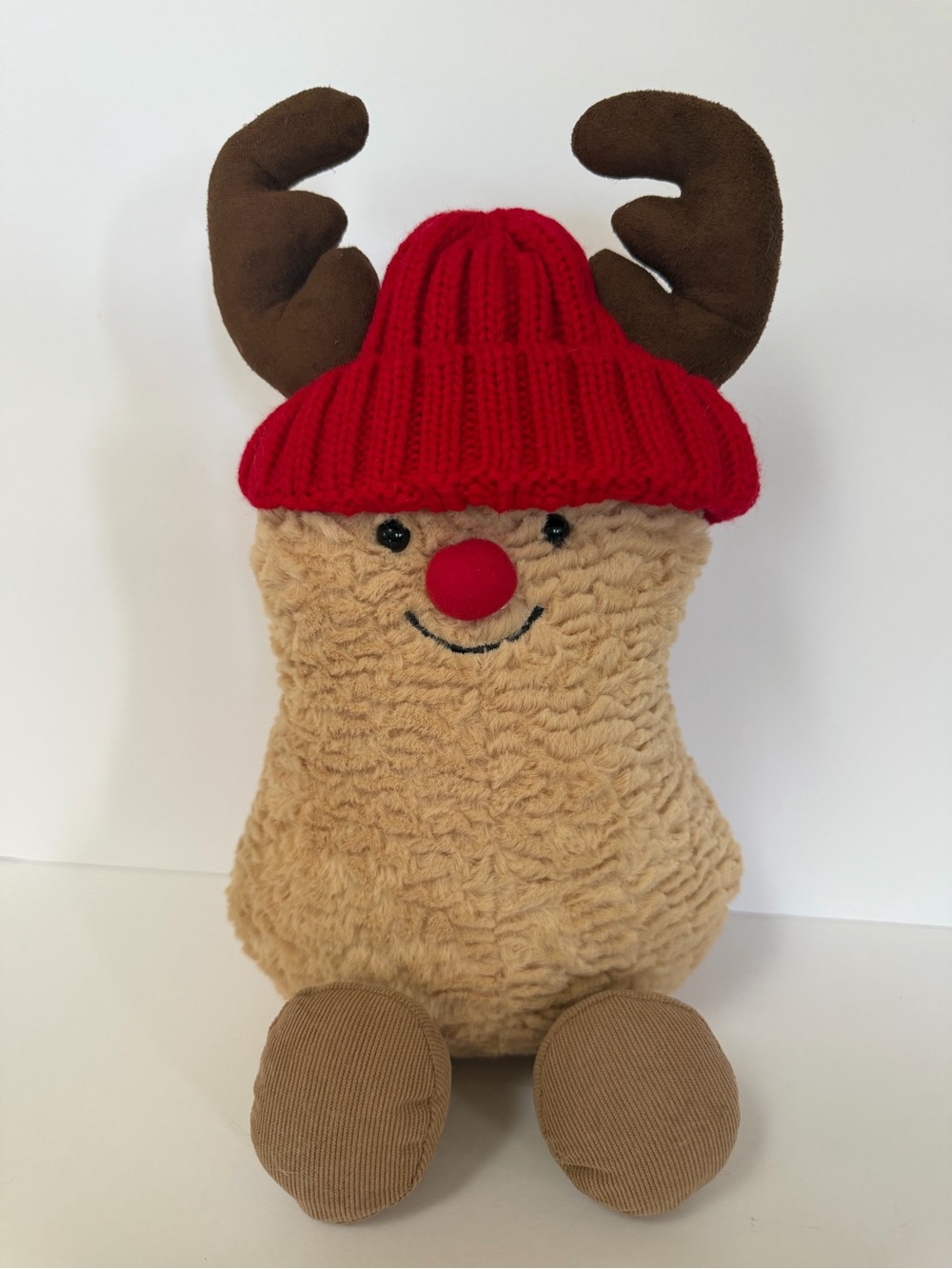 Rudy Red Beanie Large Reindeer Peanut Plush